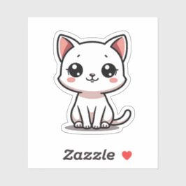 Zacht Witte Kittens Sticker – Grote Ogen