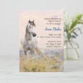 Zacht Witte Paard Paarse Bloem Vrouwelijke Chic Kaart (Staand voorkant)