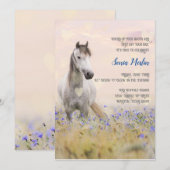 Zacht Witte Paard Paarse Bloem Vrouwelijke Chic Kaart (Voorkant / Achterkant)