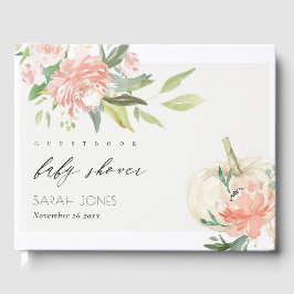 Zacht witte pompoen Blush Floral Baby shower Gastenboek