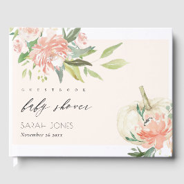 Zacht witte pompoen Blush Floral Baby shower Gastenboek