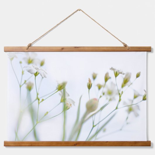  zacht witte wilde bloemen hangend wandkleed (Voorkant)