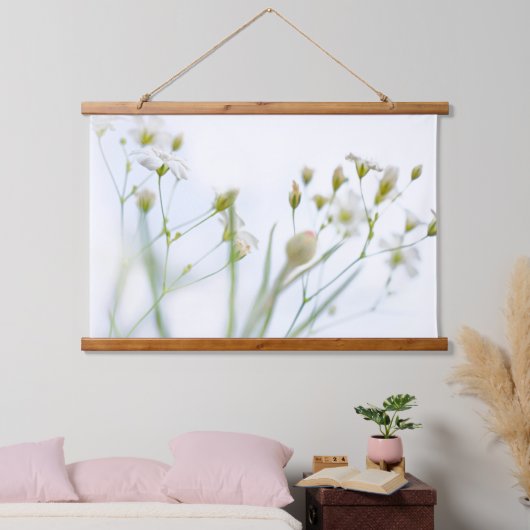 zacht witte wilde bloemen hangend wandkleed (Slaapkamer)