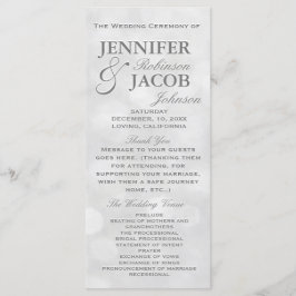 Zacht Zilver en Wit Bokeh Lights Wedding Program Programmakaart