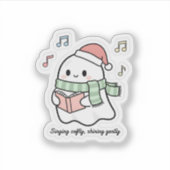 Zacht Zingen, Zachte Glans Sticker | Cute Geest (Voorkant)