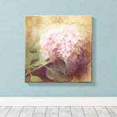 Zacht Zomer 2 Roze Hydrangeas Bloemen Vintage Canvas Afdruk (Insitu (Houten vloer))