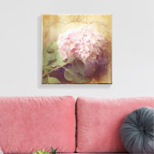Zacht Zomer 2 Roze Hydrangeas Bloemen Vintage Canvas Afdruk (Insitu (Woonkamer))