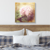 Zacht Zomer 2 Roze Hydrangeas Bloemen Vintage Canvas Afdruk (Insitu (Slaapkamer))
