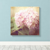 Zacht Zomer 2 Zangvogels Roze Hydrangeas Canvas Afdruk (Insitu (Houten vloer))