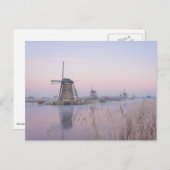 Zacht zonlicht in de winter boven windmolens briefkaart (Voorkant / Achterkant)