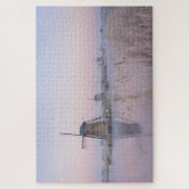 Zacht zonlicht in de winter boven windmolens legpuzzel (Verticaal)