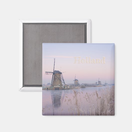 Zacht zonlicht in de winter boven windmolens magneet (Voorkant / Achterkant)