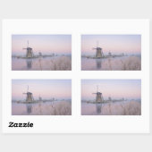 Zacht zonlicht in de winter boven windmolens rechthoekige sticker (Vel)
