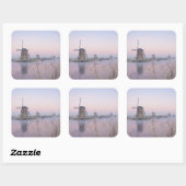 Zacht zonlicht in de winter boven windmolens vierkante sticker (Vel)