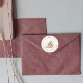 Zachta Beige Woodland Konijn Bloem Adreslabel Ronde Sticker