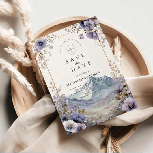 Zachta Bergbruiloft met Wilde Bloemen Save The Date