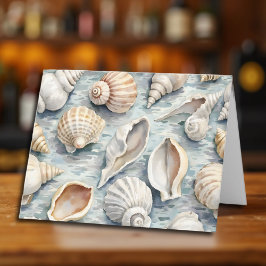 Zachta Blauwe Kustschelp Aquarelcollectie Notitiekaartje