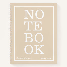 Zachta Khaki/Beige Moderne Grote "NOTEBOOK" Notitieboek