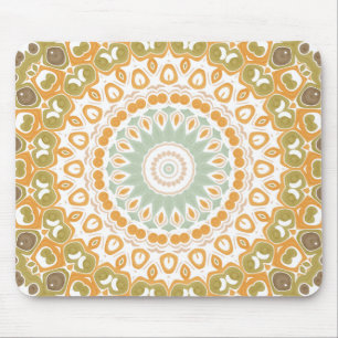 Zachta mandala-patroon in amber en salie muismat