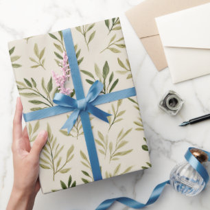 Zachta olijf beige olijftak waterverfpatroon cadeaupapier