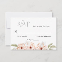 Zachta Perzik Bloemige Eenvoudige Antwoordkaart RSVP Kaartje