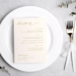 Zachta Romantische Script Crème Gouden Trouwmenu's Menu