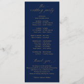 Zachta Romantische Script Navy Blauwe en Gouden Tr Programmakaart (Achterkant)