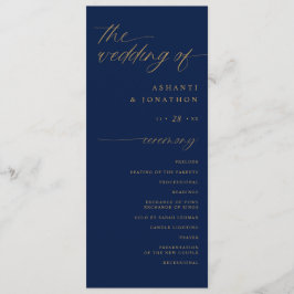 Zachta Romantische Script Navy Blauwe en Gouden Tr Programmakaart