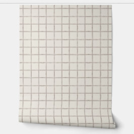 Zachta Taupe Aquarel Vensterruitruitpatroon Behang