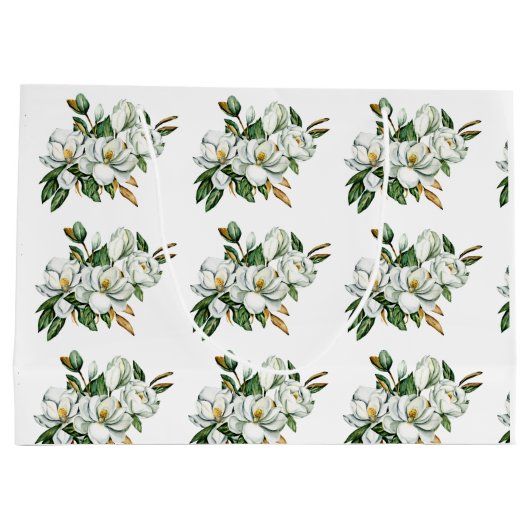 Zachta waterverf magnolia patroon blauw groot cadeauzakje (Achterkant)