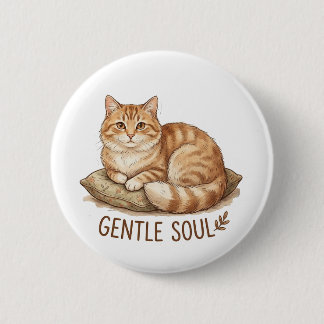 Zachtaal kat ronde button 5,7 cm