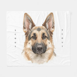 Zachtaardewaterverf Duitse Herder Gezicht Cozy Fleece Deken
