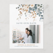 Zachtaardige gedempte aardetoneel bloemenfoto save briefkaart (Voorkant)