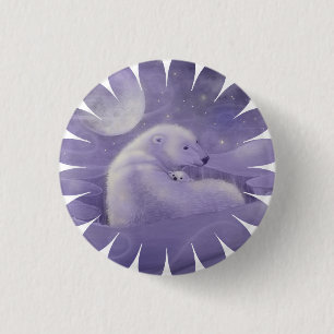 Zachtaardige IJsberen in de Winter Ronde Button 3,2 Cm