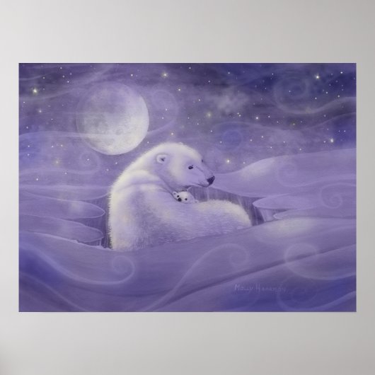 Zachtaardige Winter Ijsbeer Kunst Poster Print (Voorkant)