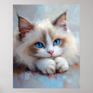 Zachtaatjes Ragdoll Kat – Zachte Pastel Kunstprint Poster