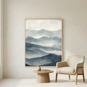 Zachtafel Kunst van Abstract Indigo Landschap Poster