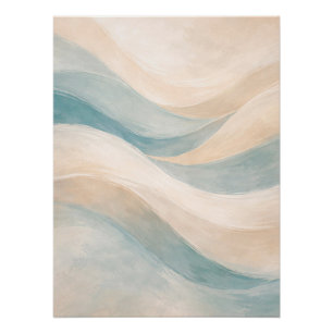 Zachtafte Abstracte Golven Minimale Pastelkleurige Perfect Poster