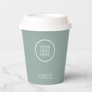 Zachtafte Salie Minimalistische Zakelijke Logo Bed Papieren Bekers