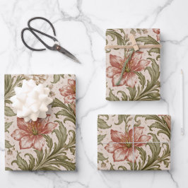 Zachtafte Srollwerk Tuin Bloemmotief Inpakpapier Vel
