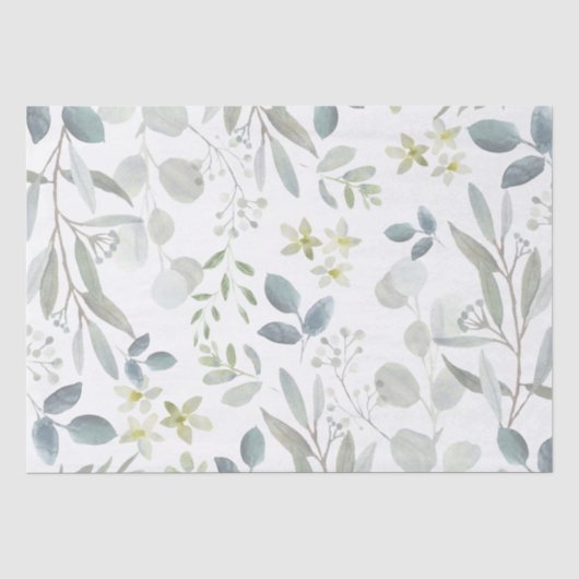 Zachtaquarel botanische groeneucalyptus tissuepapier (Voorkant)