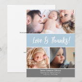 Zachtblauw Liefde & Bedankt Fotocollage Baby showe (Voorkant / Achterkant)