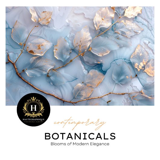 Zachtblauwe en gouden botanische decoupage tissuepapier