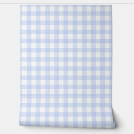 Zachtblauwe Gingham Geruite Behang
