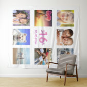 Zachte 16 aangepaste foto collage wit roze wandkleed (In Situ (horizontaal))