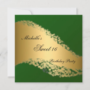 Zachte 16 Gouden Groene Elegante Uitnodiging