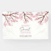 Zachte 16 Kersenbloesem Verjaardag Lente Bloemen Spandoek (Horizontaal)