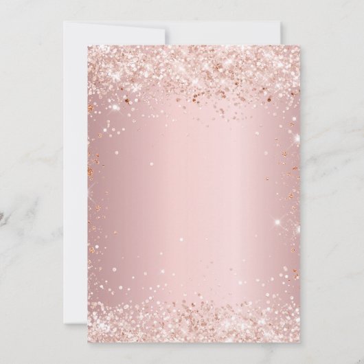 Zachte 16 lichtroze roze roze goudglitterstofparti kaart (Achterkant)