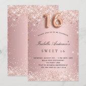 Zachte 16 lichtroze roze roze goudglitterstofparti kaart (Voorkant / Achterkant)