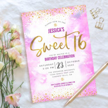 Zachte 16 Roze Aquarel Gouden Meisjesachtige Glam 
